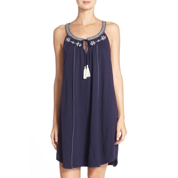 Lucky Brand Dresses & Skirts - Lucky Brand Navy Blue Embroidered Dress EUC LG